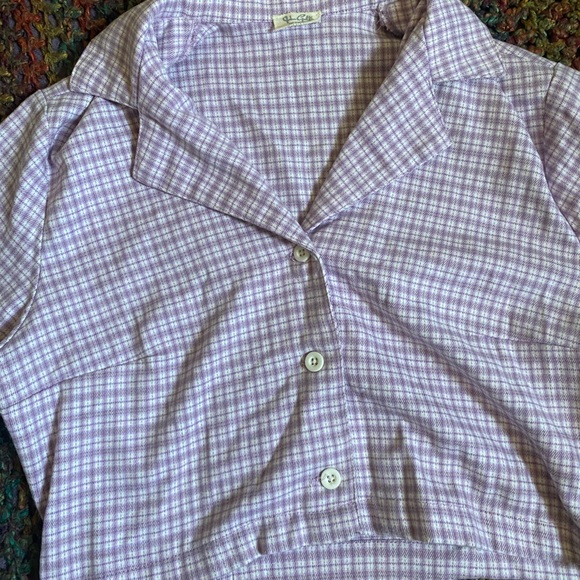 SOLD ‼️Brandy Melville purple Plaid Vivian Top - Picture 2 of 4